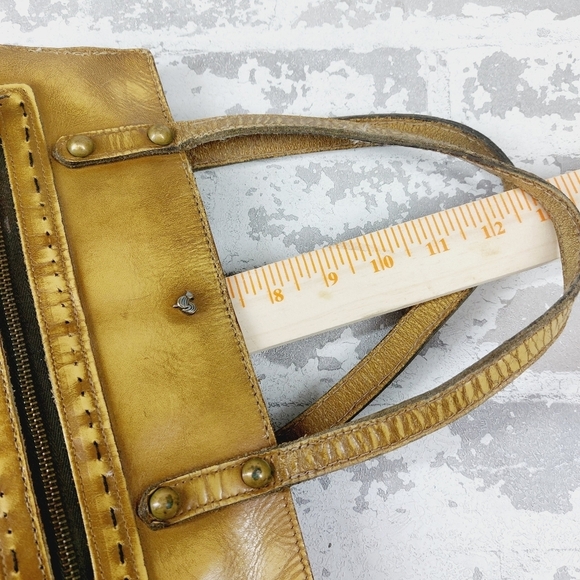 Jean Fogel Leather Tan/Gold Outside Zip Pocket Handbag 1008 - Picture 9 of 12